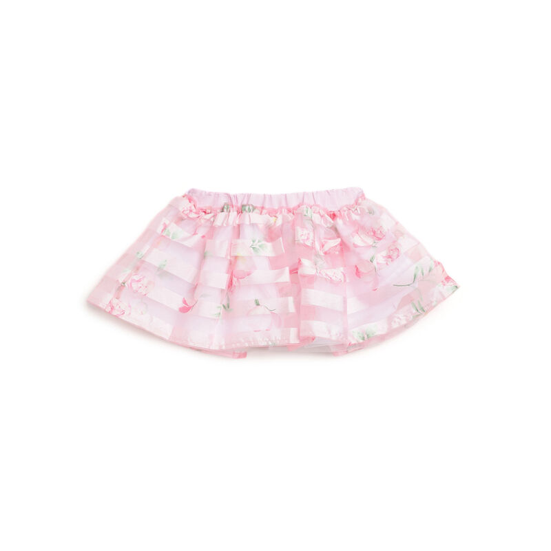 Girls Light Pink Floral Printed Skirt image number 1
